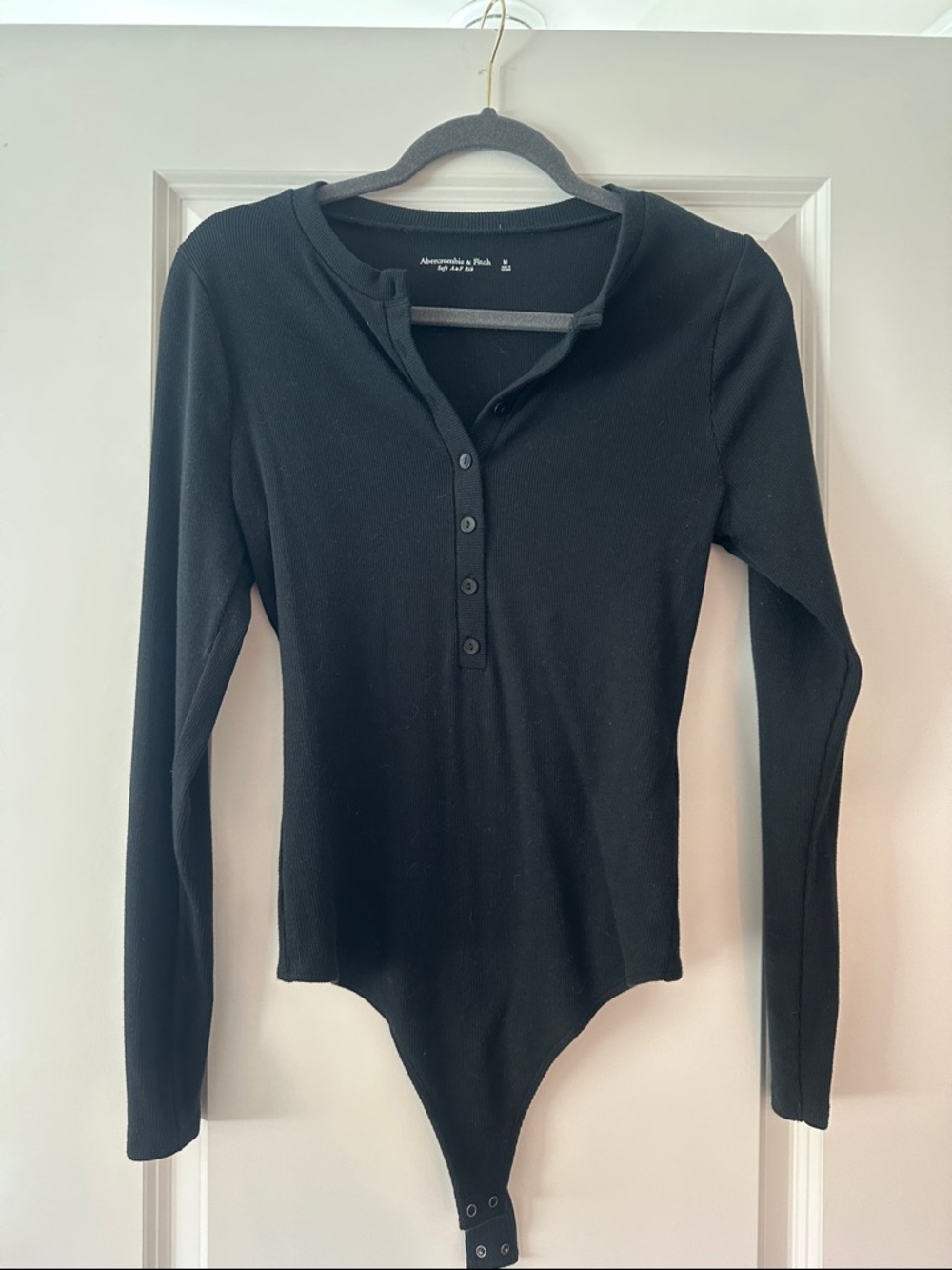 Abercrombie & Fitch Black Long-Sleeve Henley Bodysuit - Never Worn